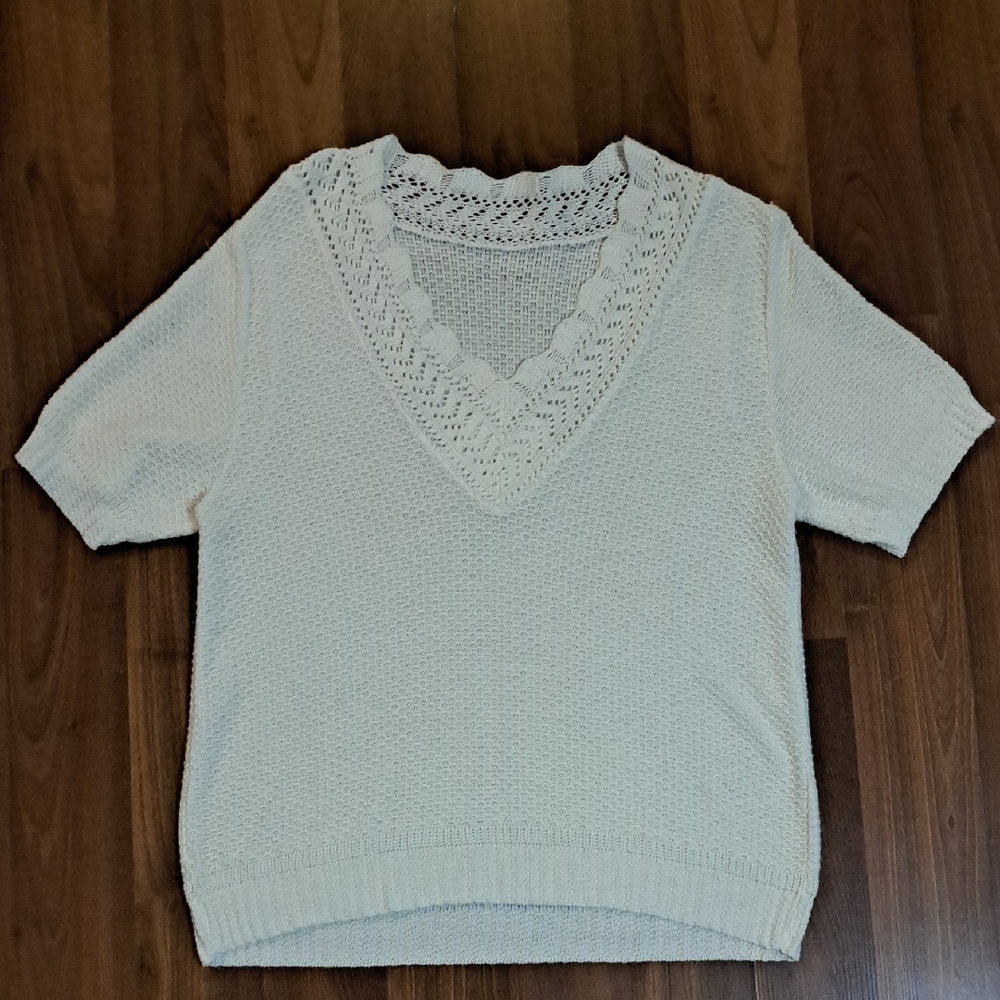 Elegant Cream Short Sleeve Women's Top